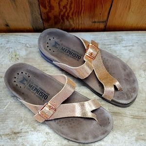Rose Gold Mephisto Sandals. Size 6.